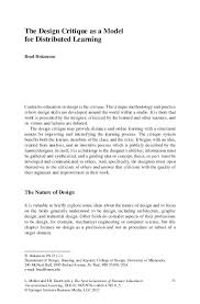 This handout will give you a few guidelines to follow as you go. Pdf The Design Critique As A Model For Distributed Learning Brad Hokanson Academia Edu