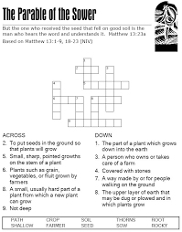 The Parable Of The Sower Crossword Puzzle Bible Lessons For Kids Childrens Church Lessons Sunday School Lessons