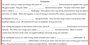 Earthquake Cloze Activity Classroom Secrets Cloze Activity Classroom Secrets Earthquakes Activities