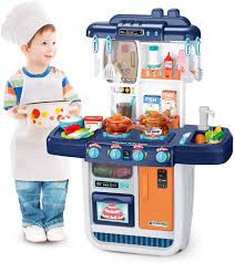Sold and shipped by spreetail. Buy Elf Lab Kitchen Playset Kids Pretend Play Kitchen With Cooking Accessories Set Toy Kitchen Sets With Play Sink Realistic Lights Sounds And Simulation Of Spray For Grils And Boys Ages 3 Blue Online