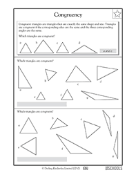 Complete the congruence statement by writing down the corresponding. Congruent Triangles 3rd Grade 4th Grade Math Worksheet Greatschools