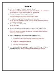 Cuban Missile Crisis Worksheet With Answer Key Cuban Missile Crisis Answer Keys Answers