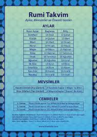 Rumi Takvime Gore Aylar Mevsimler Cemreler Ve Onemli Gunler Eski Hakiki Anam Babam Takvimi Matizle Bilgi Karti Egitim Bilgi