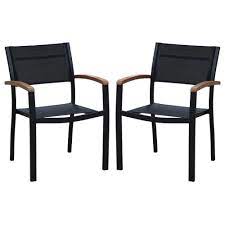 Chaises de jardin pliantes, fauteuils en résine tressée, bancs de jardin en bois, chaise en aluminium, en fer forgé ou en plastiques. Chaise De Jardin En Aluminium Et Bois Noumea Lot De 2