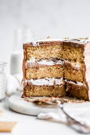 S Mores Layer Cake With Homemade Fluff Recipe In 2020 Desserts Smores Cake Chocolate Recipes