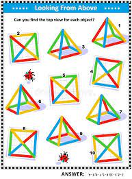 Math may feel a little abstract when they're young, but it involves skills t. Visual Math Puzzle Find The Top View For Colorful Wire Objects Stock Illustration Maths Puzzles Skill Training Math