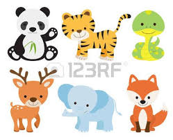Vector Illustration Of Cute Animal Set Including Panda Tiger Deer Elephant Fox And Snake Cute Animal Illustration Cute Animals Animal Illustration