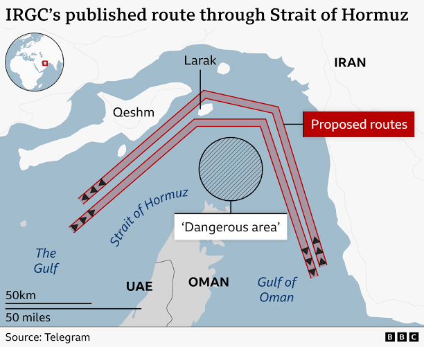Iran says Strait of Hormuz is 'open' but tracking shows few ships moving -  BBC News