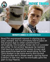 JoBlo.com | Movie Trivia: Memento (2000) 🎥 #JoBloMovies #MovieTrivia  #JoBloMovieNetwork #Memento #BradPitt #ChristopherNolan | Instagram