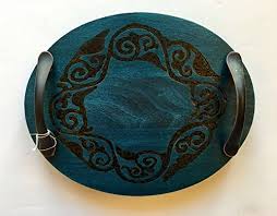 Shop for decorative trays and platters in decorative accents. Handmade And Handcrafted 8 X 10 Midnight Blue Oval Decorative Tray With A Medieval Floral Arabesque Design For Coffee Table Accent Or Large Coaster Perfect For Home Or Office Decor Accents Buy