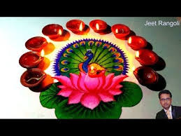 Diwali Special Peacock And Lotus Rangoli Design Creative Rangoli Design Youtube Rangoli Designs Rangoli Border Designs Free Hand Rangoli Design