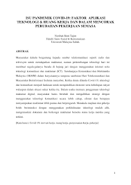 Dalam bahasa nggris di artikan sebagai jenis kelamin, yang menunjukan adanya penyifatan dan pengertian gender di definisikan sebagai aturan atau normal perilaku yang berhubungan dengan jenis beban ganda artinya beban pekerjaan yang di terima salah satu jenis kelanin lebih banyak di. Pdf Isu Pandemik Covid 19 Faktor Aplikasi Teknologi Ruang Kerja Dan Dalam Mencorak Perubahan Pekerjaan Semasa