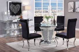 84w x 40d x 30.5h. Rylan Mirrored Round Table