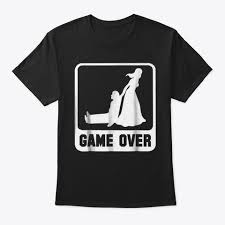 Game Over Wedding Groom Bachelor Black T Shirt Front Wedding Groom Bachelor Party Gifts Groom