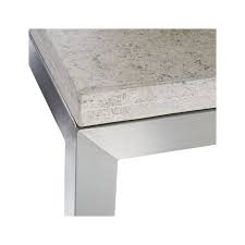 Parsons Travertine Top Stainless Steel Base 48x28 Small Rectangular Coffee Table Reviews Crate And Barrel