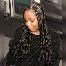 30 New Knotless Box Braids Ideas For 2021 Thrivenaija In 2021 Braids With Curls Big Box Braids Cute Box Braids
