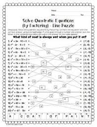 Solving Quadratic Equations Factoring Line Puzzle Activity Quadratics Solving Quadratic Equations Quadratic Equation