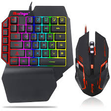 One Hand Rgb Gaming Keyboard And Backlit Mouse Combo Keyboard Keyboards Wrist Rest