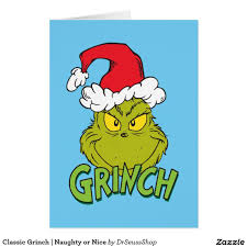 Classic The Grinch Naughty Or Nice Holiday Card Zazzle Com Grinch Holiday Postcards Grinch Drawing