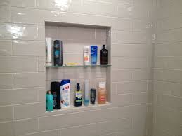Shower Niche With Tempered Glass Shelf Marazzi Middleton Square Ceramic Subway Tile 4x12 In Latte Glass Tile Bathroom Glass Shelves Shower Niche