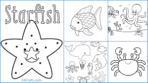 Fish coloring pages for kids: Easy Sea Animal Coloring Pages For Kids Kids Art Craft