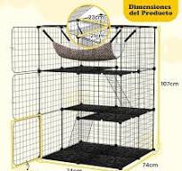 SPOWAY Jaula Para Gatos De Gran Espacio,Escaleras De Rampa,Jaula Plegable  Para Gatos De 3