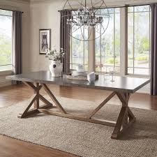 Albee Rectangular Stainless Steel Top Dining Table With Poplar X Base By Inspire Q Artisan Grey Rectangle Dining Table Marble Top Dining Table Dining Table