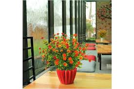 Tips to use fade resistant flowers for outdoor artificial landscaping and learn where to buy silk flowers! Orange Red Yisnuo Artificial Flowers Fake Outdoor Uv Resistant Plants Faux Plastic Greenery Shrubs Indoor Outside Hanging Planter Home Kitchen Office Wedding Garden Decor Orange Red Matt Blatt