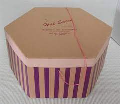 Vintage Hat Salon Boutique Hat Box Purple Tan Hexagon From Canada Vintage Hat Boxes Hats Vintage Hat Boxes