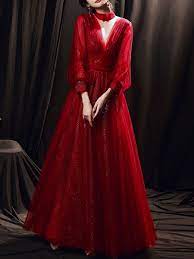 Maybe you would like to learn more about one of these? Robe De Bal Tulle Rouge Col Haut Robe De Bal Manches Longues Dentelle Longueur Ras Du Sol Robes De Reconstitution Historique Milanoo Com