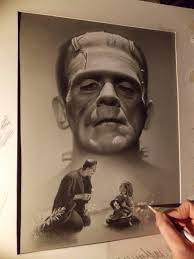 Impression limitée de mon dessin au pastel du monstre de Frankenstein. Film  d'horreur