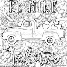 Here's a sweet coloring page to brighten up your child's valentine's day! Valentines Lettering Be Mine Valentine Truck Coloring Pages Monster Truck Coloring Pages Valentine Coloring Pages Truck Coloring Pages