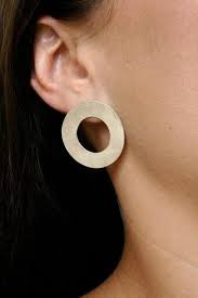 Flat Donut Shaped Stud Earrings Approx 30mm Diameter Available In Sterling Silver Or 9 Carat Gold Stud Earrings Sparkly Earrings Geometric Silver Jewellery