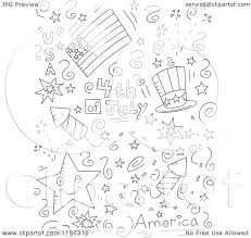 And it is not just all about fun, coloring is also about learning. Cartoon Clipart Of A Black And White Collage Of Fourth Of July Doodles Vector Outlined Coloring Page By Cory Thoman 1156316
