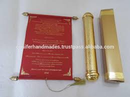 Royal Scroll Wedding Invitations In Gold Tube With Matching Box For Weddings View Scroll Invitations Conifer Product Details From Conifer Handmades On Alibaba Com The royal luxury invitations are for high range and highly sophisticated royal families which have dry fruit box incorporated along with highly sophisticated royal invitations. royal scroll wedding invitations in gold tube with matching box for weddings view scroll invitations conifer product details from conifer handmades