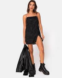 Datista Slip Dress In Satin Rose Black Slip Dress Outfit Black Satin Dress Slip Dress
