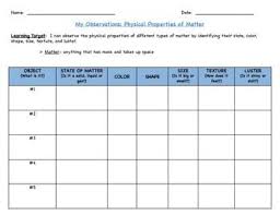 my observations physical properties of matter physical