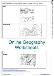 Grade 9 Online Geography Works Sheets Contours On Maps For