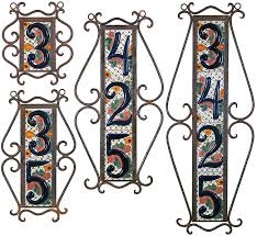 Set of 3 6 inch steel house address. Vertical Wrought Iron House Number Tile Holders