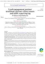 Rainwareholdings.my is a prominent platform to buy hand bidet. Pdf Lead Engagement Partner Workload Partner Client Tenure And Audit Reporting Lag Evidence From Malaysia