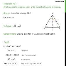 Theorem 7 2 Class 9th Angle Opposite To Equal Sides Of An Isosceles Triangle Are Equal Theorem Theorems Congruent Triangles Worksheet Triangle Worksheet