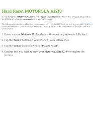 Hard Reset MOTOROLA A1210