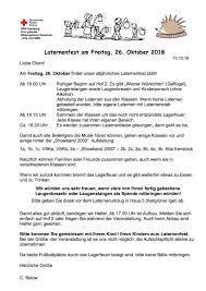 Wenn wir zurückschauen werden wir merken, dass der einzelne ganz unterschiedlich betroffen war. Elternbrief Laternenfest Schule Eenstock