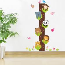 Us 3 85 5 Off Cartoon Monkey Panda Height Sticker Bear Wall Stickers For Kids Room Boy Growth Chart Stadiometer Kids Wall Mural Height Ruler In Wall