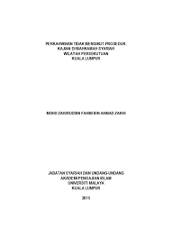 Semua mahkamah syariah wilayah persekutuan (mswp) beroperasi seperti biasa sepanjang tempoh perintah kawalan pergerakan bersyarat (pkpb) yang dikuatkuasakan di wilayah persekutuan kuala lumpur dan putrajaya, mulai hari ini hingga 27 oktober. Perkahwinan Tidak Mengikut Prosedur Kajian Di Mahkamah Syariah Wilayah Persekutuan Kuala Lumpur Mohd Zahiruddin Fahmi Ahmad Zakhi
