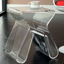End Table Features A Beautiful Integrated Footrest That Doubles As Storage Space For Magazines And Other Print Materia Acrylic Side Table Side Table End Tables