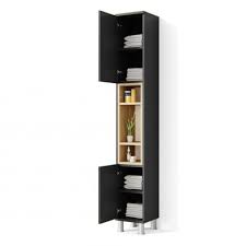 Les colonnes dans la salle de bains sont indispensables et offrent un espace de rangement pour les serviettes et les cosmétiques. Meuble Tour Bois Anthracite Pour Salle De Bain
