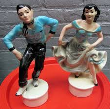 Ceramic Figurines 1950 S Dancers Western Swing Square Dance Rockabilly Perfect Condition Square Dancing Vintage Western Wear Dance