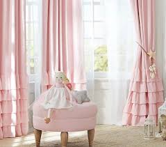 Evelyn Linen Blend Ruffle Bottom Blackout Curtain Panel Nursery Curtains Kids Curtains Pink And Grey Curtains