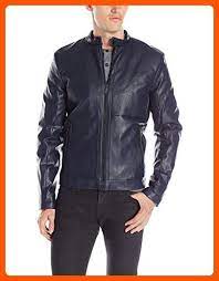 Calvin Klein Men S Faux Leather Perforated Jacket Blue X Large Mens World Amazon Partner Link Calvin Klein Men Leather Jacket Jackets